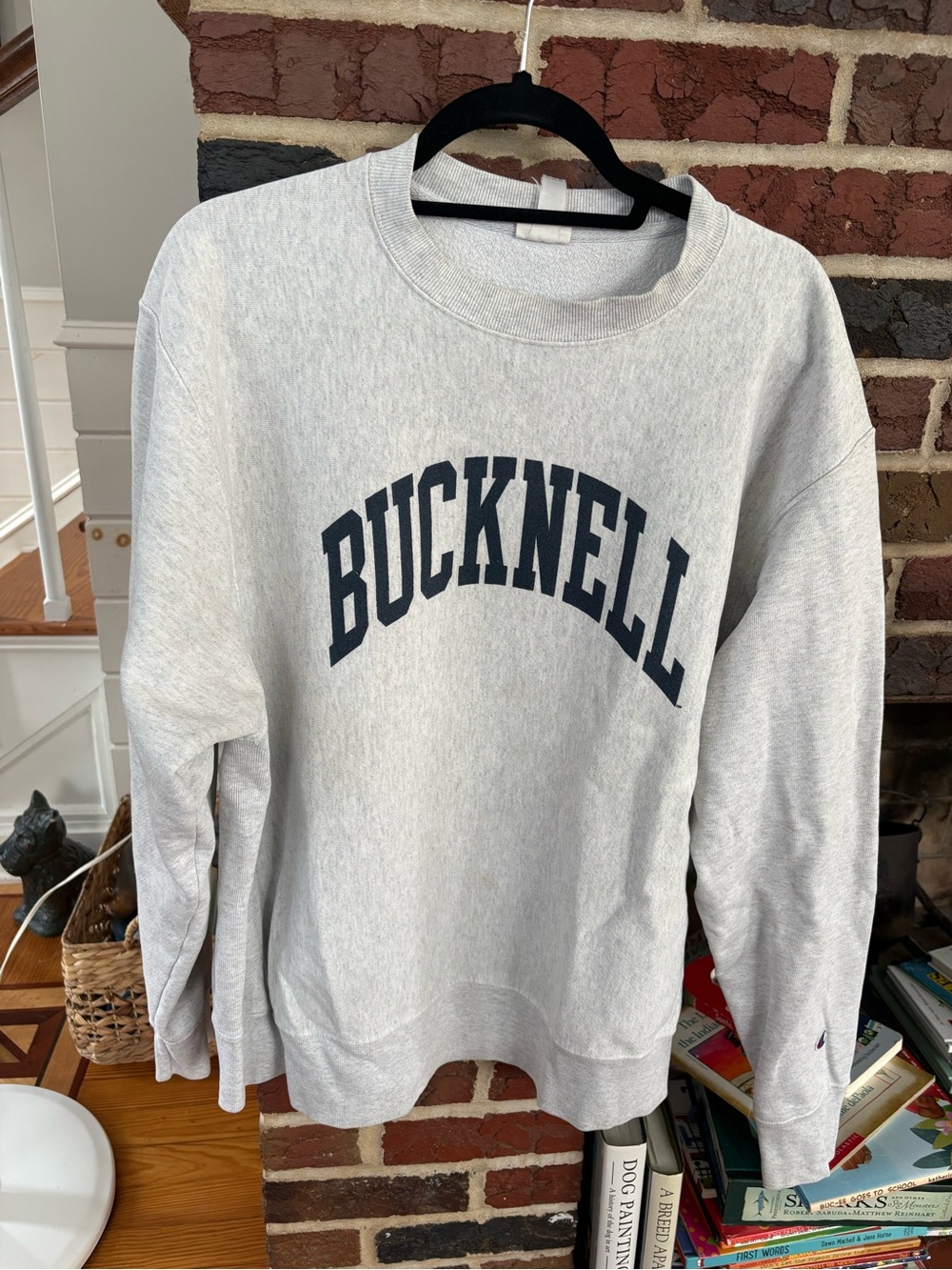 Champion Reverse Weave Bucknell Bison Gray Crewneck Sweatshirt Size L
